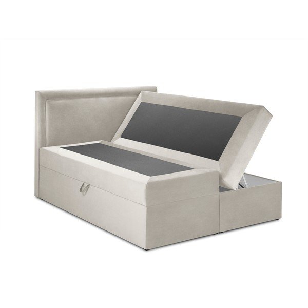 Bézs boxspring ágy tárolóhellyel 200x200 cm Yucca – Mazzini Beds-image-2