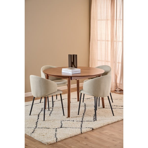 Kerek bővíthető étkezőasztal hosszabbító asztallappal, diófa dekorral ø 115 cm Montreux – Actona-image-1