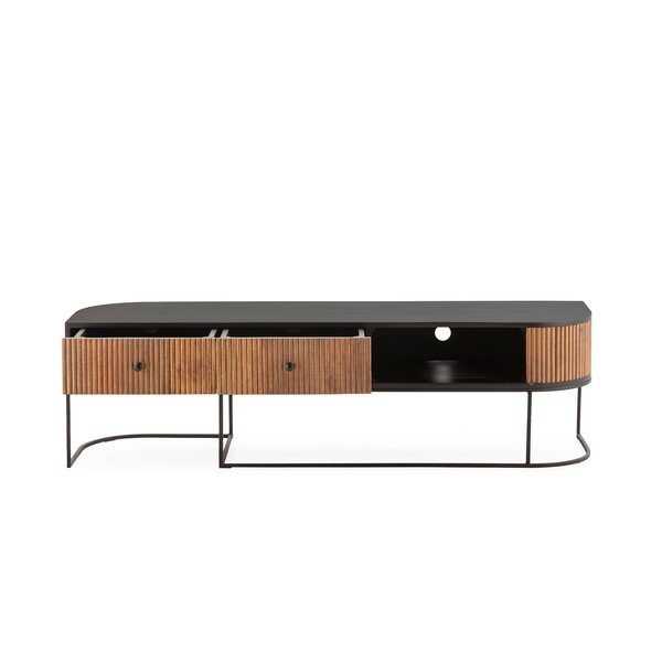 Natúr színű mangófa TV-állvány 160x45x40 cm Curve – MOME-image-4