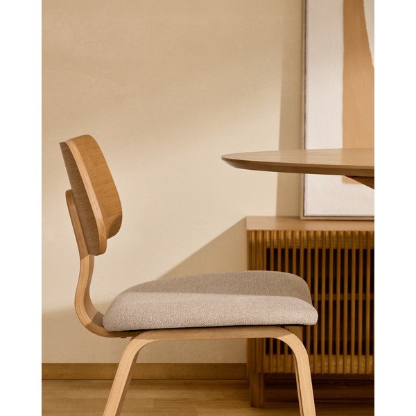 Bézs-natúr színű étkezőszék tölgyfa dekorral Gena – Kave Home-image-2