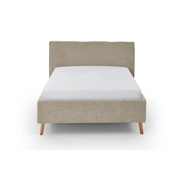 Bézs kárpitozott ágyneműtartós franciaágy ágyráccsal 140x200 cm Riva – Meise Möbel-image-4