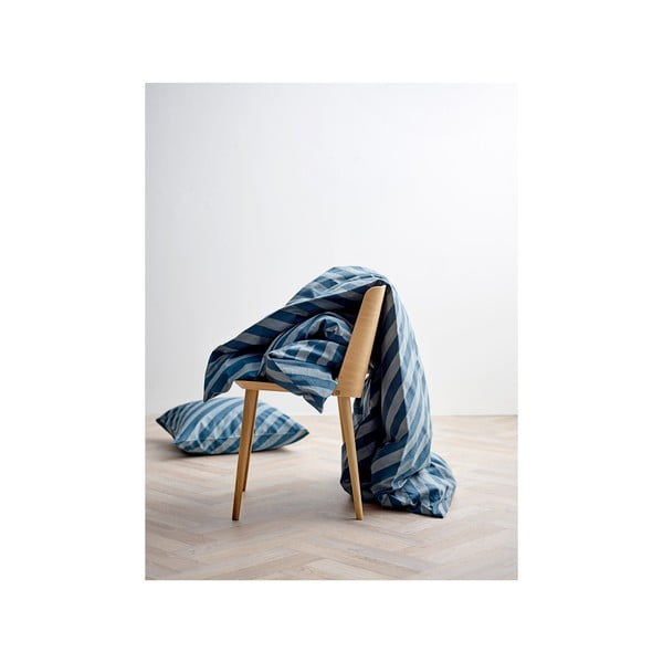 Organic Diagonal sötétkék organikus pamut-szatén ágyneműhuzat, 140 x 200 cm - Södahl-image-1