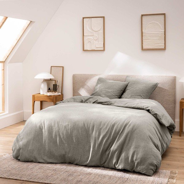 Szürke kétszemélyes-hosszabbított háromrészes pamut ágyneműhuzat 240x220 cm Meline – douceur d'intérieur