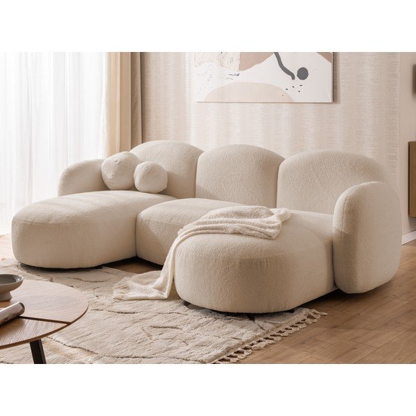 Világosbarna buklé  sarokkanapé (U alakú) Orbit – Ropez-image-4