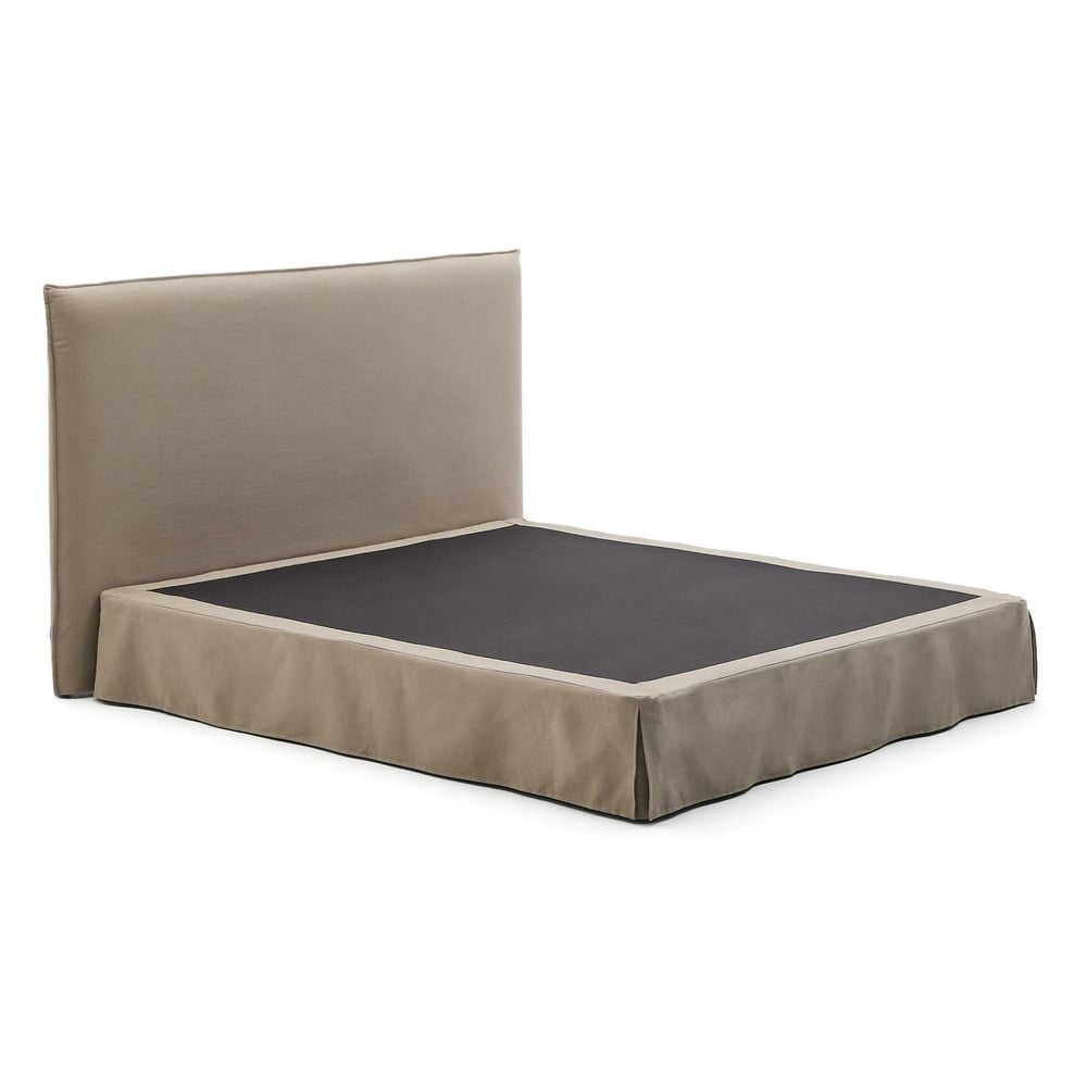 Szürkésbarna kárpitozott franciaágy 180x200 cm Jaira  Kave Home