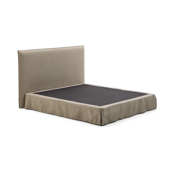 Szürkésbarna kárpitozott franciaágy 180x200 cm Jaira – Kave Home