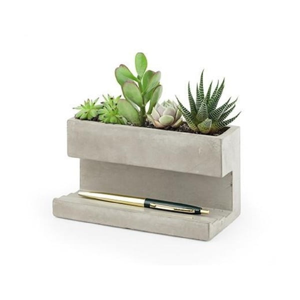 Asztali virágtartó betonból, ceruzatartóval, szélesség 16,3 cm - Kikkerland
