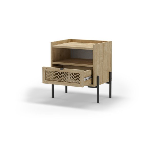 Natúr színű éjjeliszekrény tölgyfa dekorral Inca – Marckeric-image-2