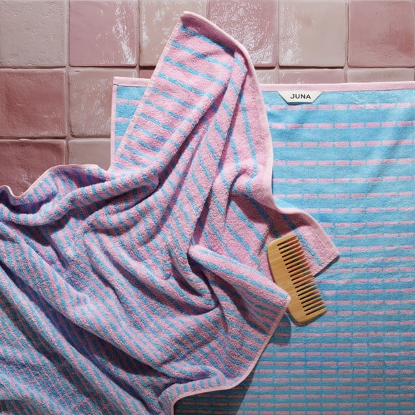 Kék-rózsaszín frottír bambuszkeverék fürdőlepedő 70x140 cm Nuance – JUNA-image-1