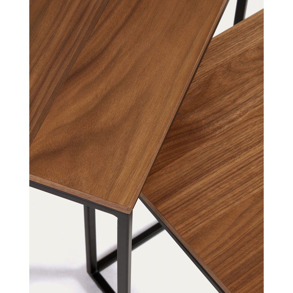 Tárolóasztal szett diófa dekoros asztallappal, 2 db-os  45x45 cm Yoana – Kave Home-image-2