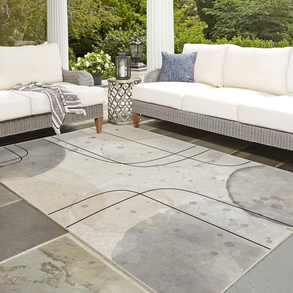 Szürke-krémszínű mosható futószőnyeg 80x200 cm Simple Lines – Mila Home-image-2