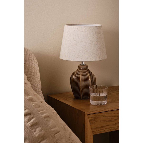 Bézs-sötétbarna kerámia asztali lámpa (magasság 34 cm) Wera – Jotex-image-2