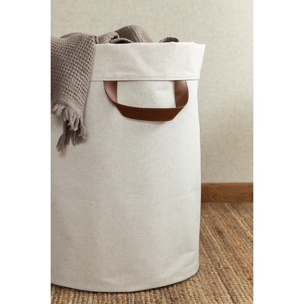 Bézs textil szennyeskosár 69 l Soft Storage – Bigso-image-3