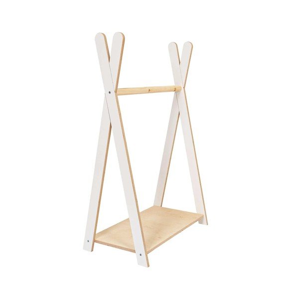 Fehér-natúr színű gyerek fogas borovi fenyő dekorral 60x97 cm Montessori – Meowbaby