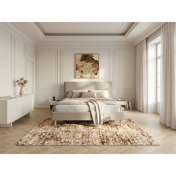 Bézs kárpitozott franciaágy ágyráccsal 160x200 cm Sary – Bobochic Paris-image-3