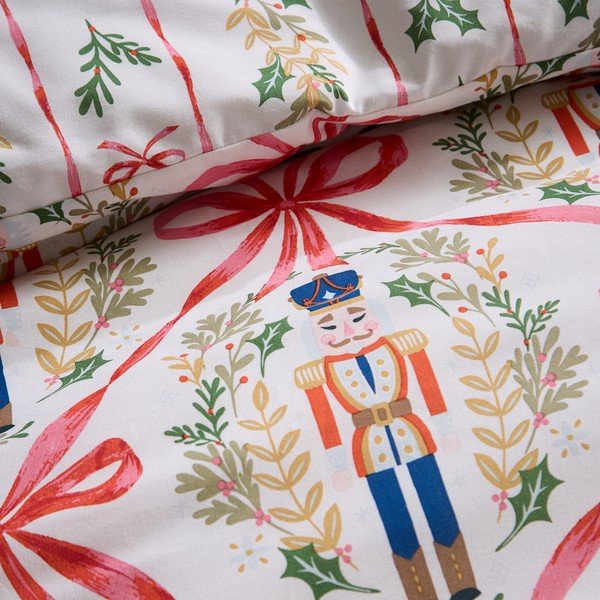 Natúr színű egyszemélyes ágyneműhuzat 135x200 cm Christmas Nutcracker Bows – Catherine Lansfield-image-4