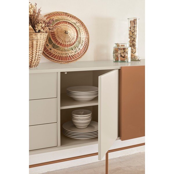 Téglavörös-bézs alacsony komód tolóajtóval 180x91 cm Nube – Teulat-image-1