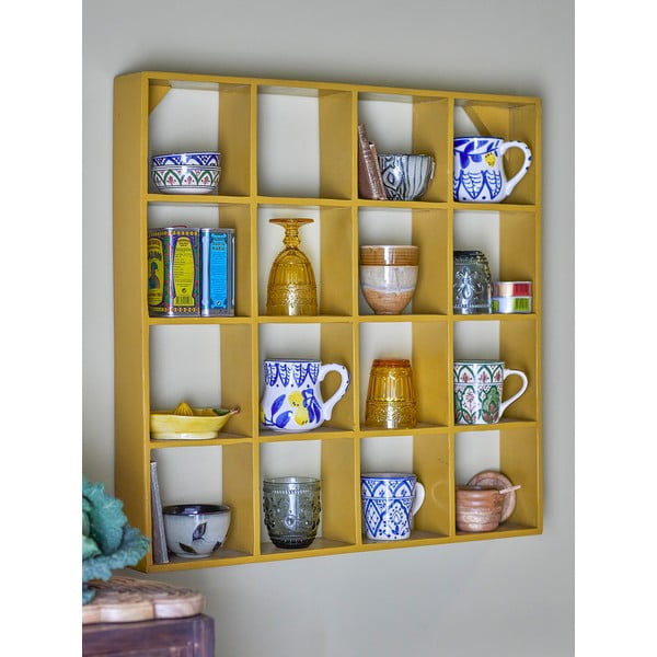 Sárga többszintes újrahasznosított fa fali polc 10 cm Bekka – Bloomingville-image-1