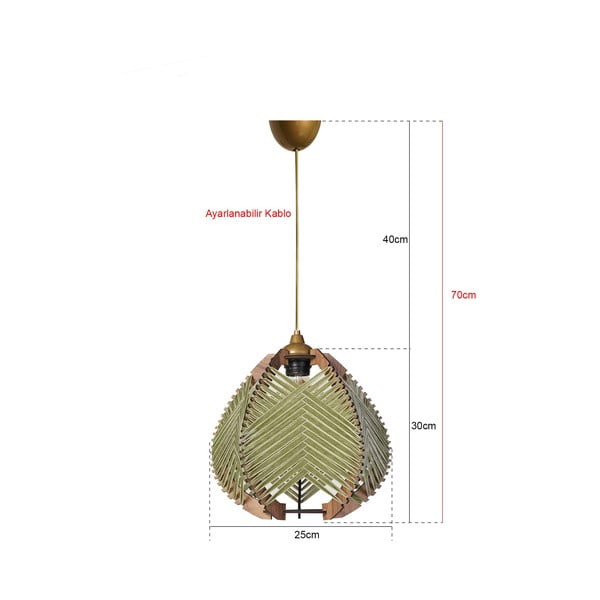 Zöld-natúr színű függőlámpa textil búrával ø 25 cm Yola – Opviq lights-image-2