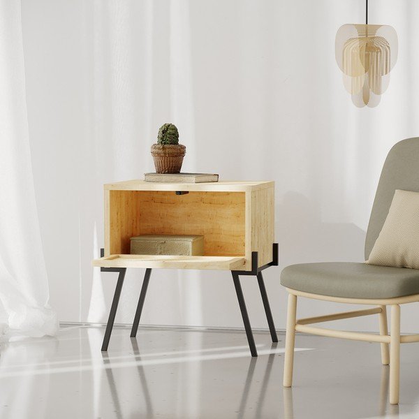Natúr színű éjjeliszekrény Naive – Kalune Design-image-1
