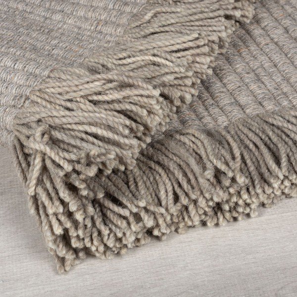 Szürke kézi szövésű gyapjúkeverék szőnyeg 160x230 cm Rene Fringed Ribbed – Flair Rugs-image-2