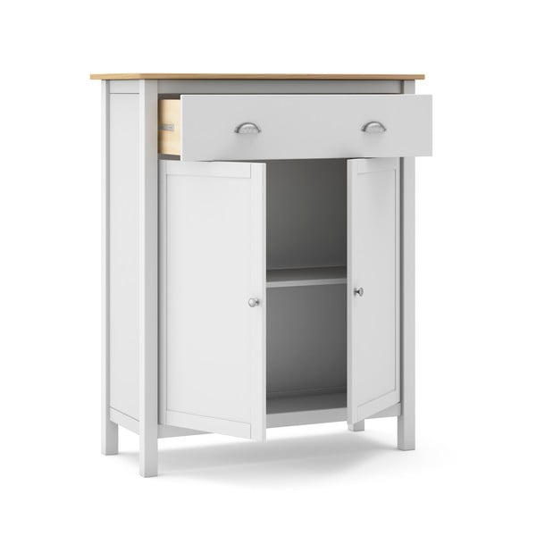 Fehér-natúr színű borovi fenyő magas komód 90x110 cm Misti – Marckeric-image-4