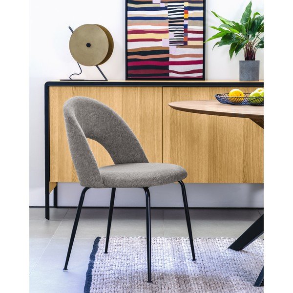 Szürke kárpitozott étkezőszék Mahalia – Kave Home-image-1