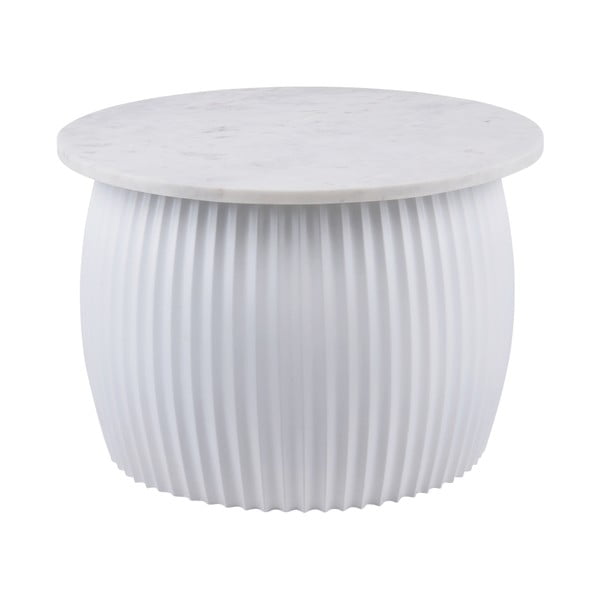Fehér kerek dohányzóasztal márvány dekoros asztallappal ø 52 cm  Luscious  – Leitmotiv