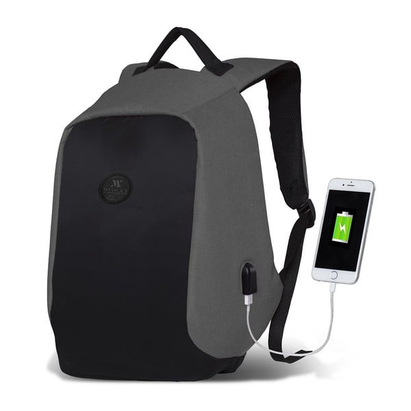 SECRET Smart Bag fekete-szürke hátizsák, USB csatlakozóval - My Valice