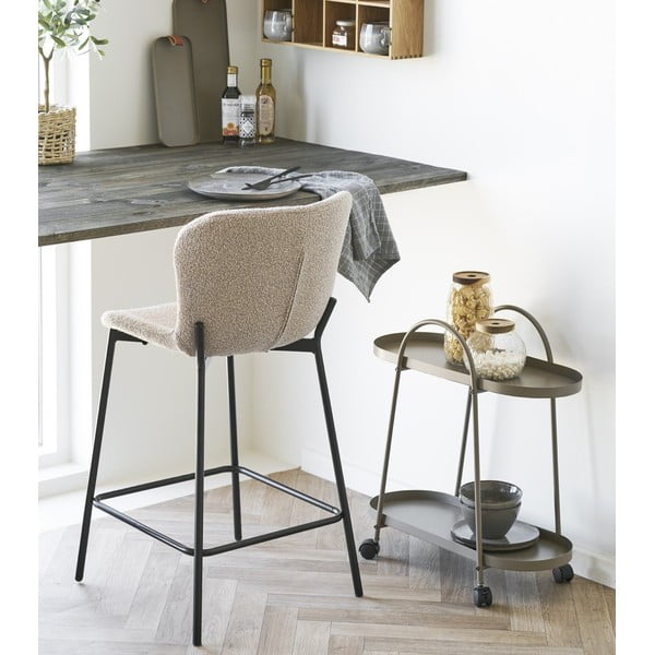 Bézs kárpitozott bárszék (ülésmagasság 65 cm) Maceda – House Nordic-image-1