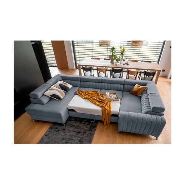 Kék kinyitható-tárolóhelyes sarokkanapé (bal oldali-U alakú) Louis – ELTAP-image-3