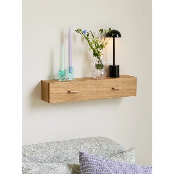 Natúr színű fali polc tölgyfa dekorral 60 cm Shuno – Hübsch-image-1