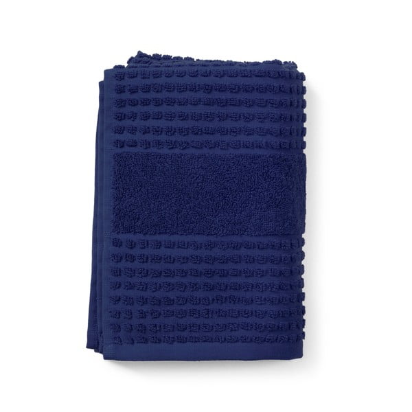 Sötétkék frottír bio pamut törölköző 50x100 cm Check – JUNA