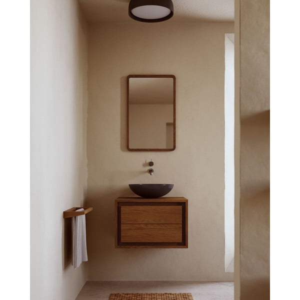 Sötétbarna teakfa fali mosdó alatti szekrény 60x40 cm Kenta – Kave Home-image-4