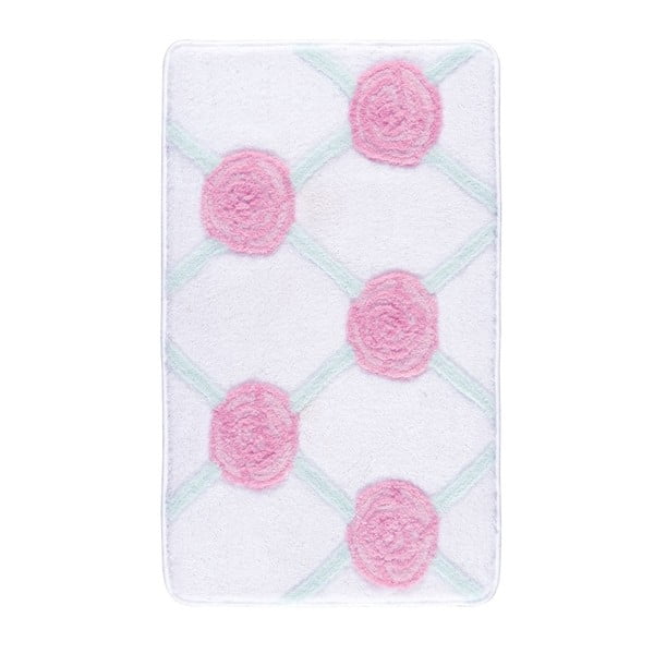 Confetti Bathmats Pontus rózsaszín-fehér fürdőszobai szőnyeg, 50 x 60 cm