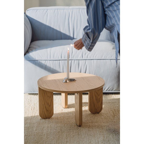 Natúr színű kerek dohányzóasztal tölgyfa dekoros asztallappal ø 55 cm Kuvu – noo.ma-image-3