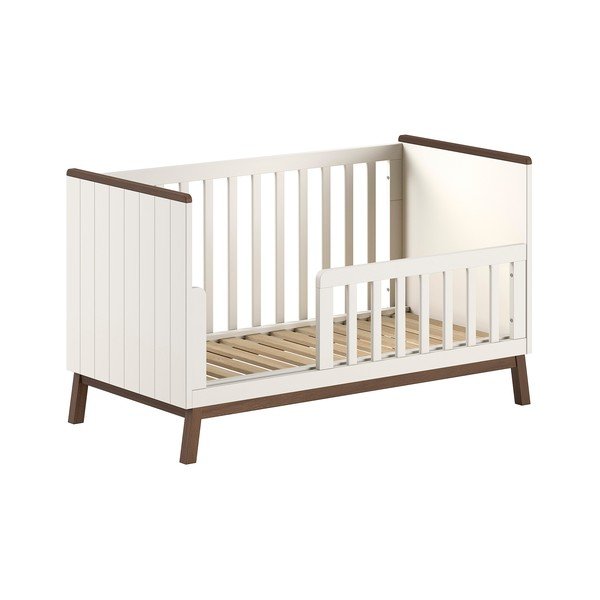 Bézs borovi fenyő babaágy levehető oldallal-állítható magassággal 70x140 cm Sezane – Vipack-image-2