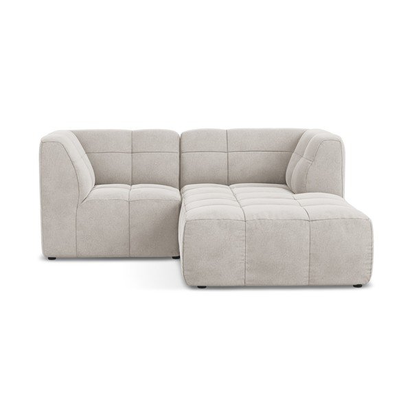 Bézs bársony sarokkanapé (jobb oldali-heverő résszel) Aloha – Makamii