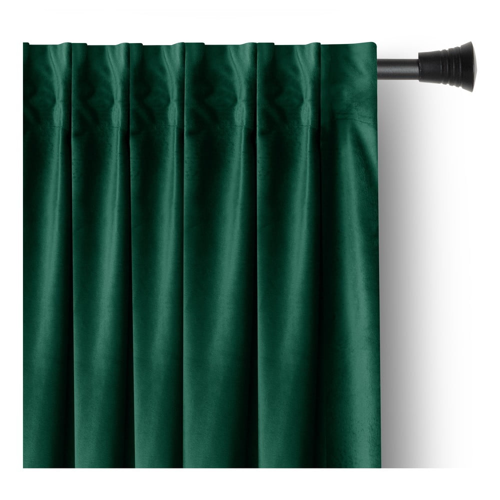 Sötétzöld bársony dimout (részleges sötétítő) függöny 140x270 cm Pleat Restilo