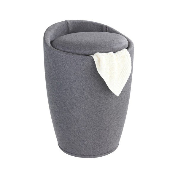 Linen Look szürke szennyestartó kosár és ülőke egyben, 20 l - Wenko-image-1