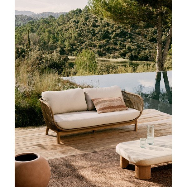 Bézs kárpitozott kerti kanapé Catalina – Kave Home-image-1