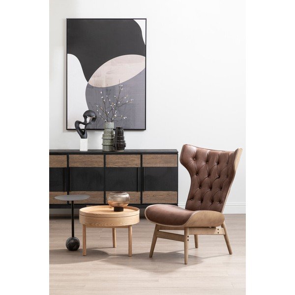 Kerek tárolóasztal borovi fenyő dekorral ø 60 cm Viborg – Premier Housewares-image-3