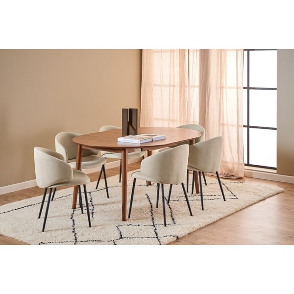 Kerek bővíthető étkezőasztal hosszabbító asztallappal, diófa dekorral ø 115 cm Montreux – Actona-image-2