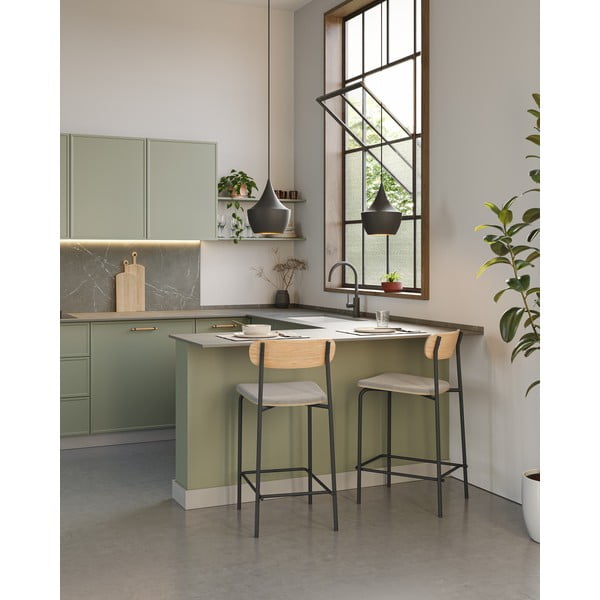 Fekete-szürkésbarna bárszék szett 2 db-os (ülésmagasság 66 cm) Adriana – Marckeric-image-1