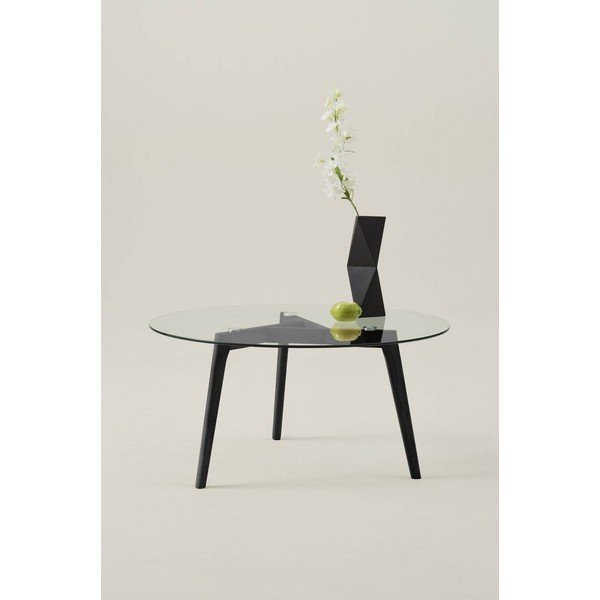 Fekete tölgyfa kerek dohányzóasztal ø 90 cm Malevik – Jotex-image-1
