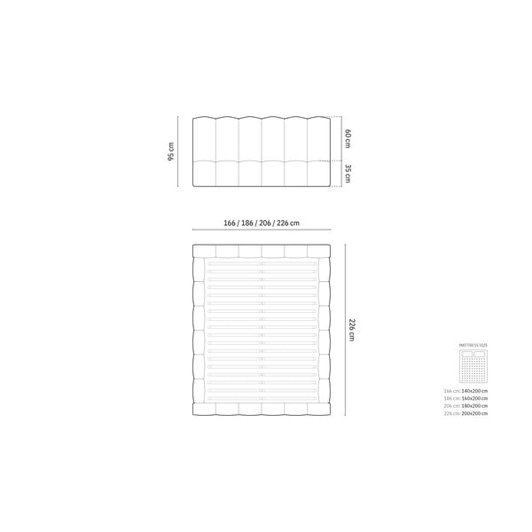 Világosszürke kárpitozott ágyneműtartós franciaágy ágyráccsal 180x200 cm Lupine – Micadoni -image-4