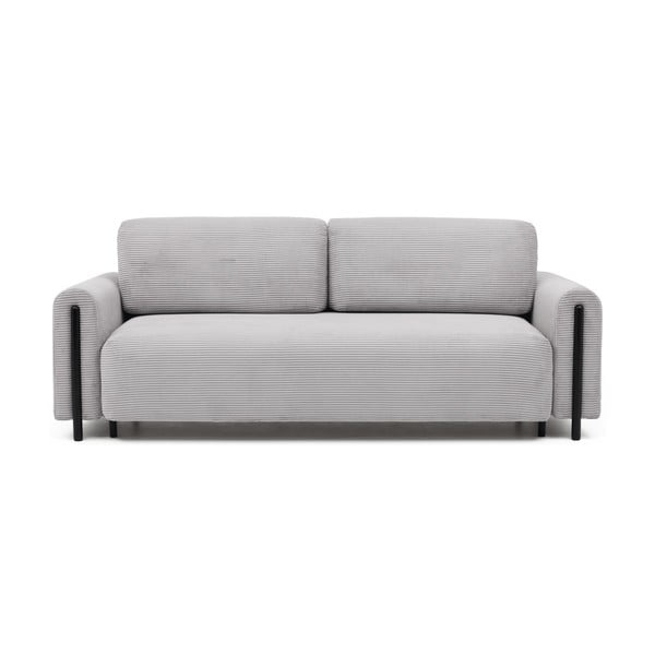 Világosszürke kordbársony kinyitható-tárolóhelyes kanapé 244 cm Arcadova – ELTAP