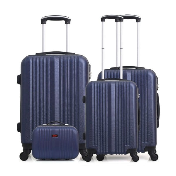 Lipari-C 4 db-os kék gurulós bőrönd szett - Hero