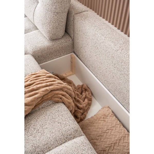 Bézs kinyitható tárolóhelyes moduláris sarokkanapé (bal oldali) Lulu – Miuform-image-1