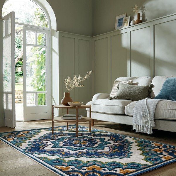 Kék kültéri szőnyeg 160x230 cm Beach Floral – Flair Rugs-image-1